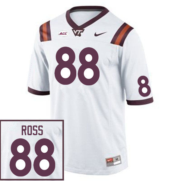 Men #88 William Ross Virginia Tech Hokies College Football Jerseys Sale-White - Click Image to Close
